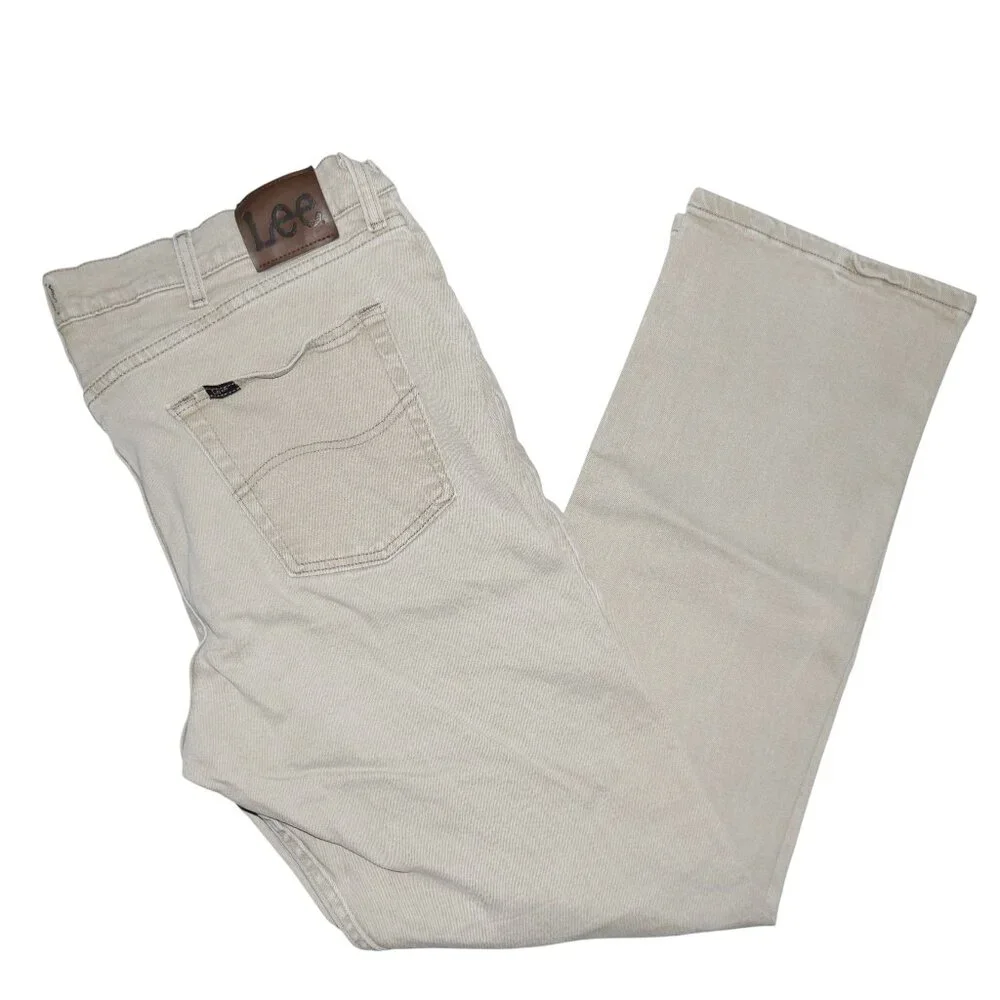 LEE Men's Size 40x32 Stretch Denim Jeans Beige/Tan Vintage